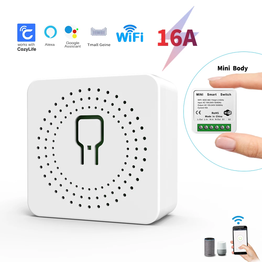 Homekit DIY Smart Switch MINI Remote Control Wifi Switch Automation Module Support An External Work with Alexa Google Home light switch brass Wall Switches