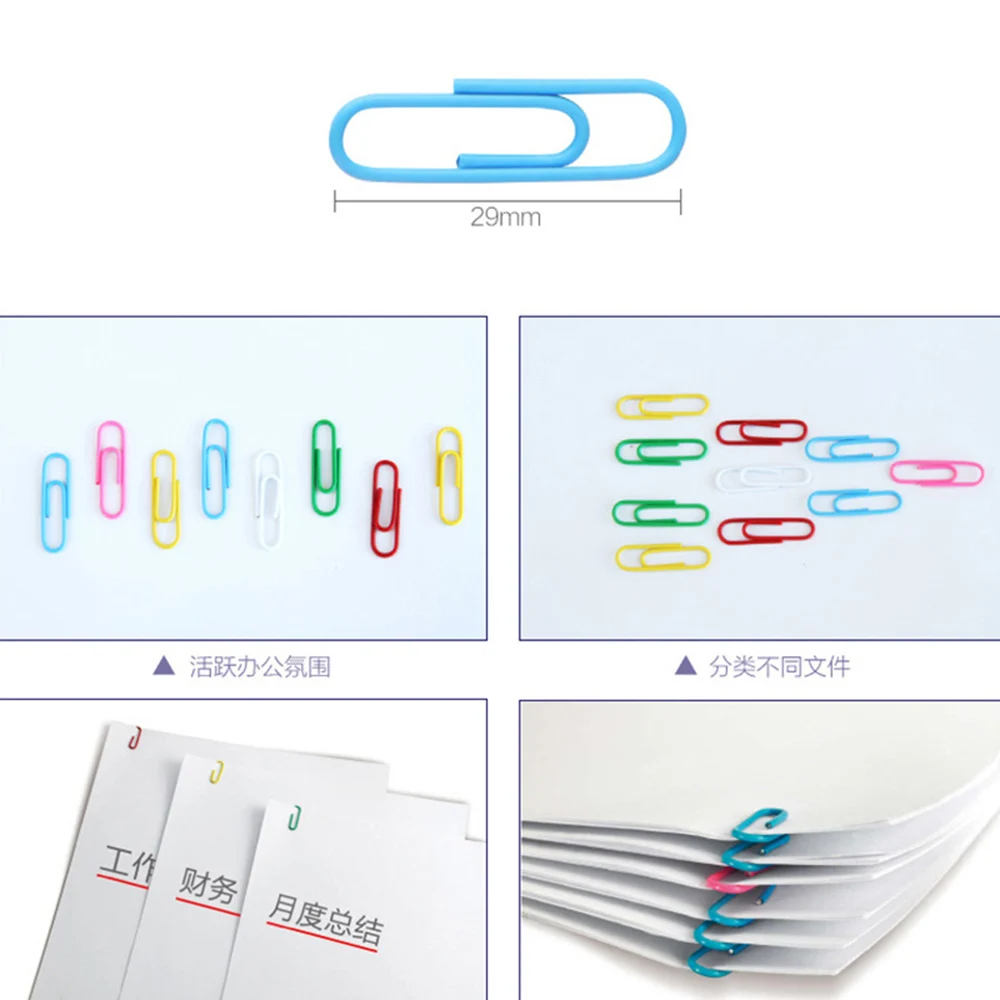 창의적인 200개입/박스 6가지 캔디 컬러 금속 클립 한국 문구류 종이 클립 핀 바인딩 학교 사무용품 클립