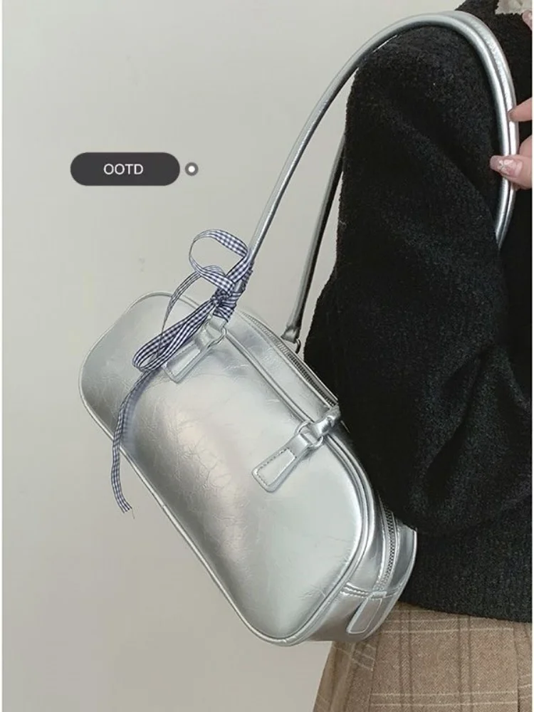 Korean Bow Designer Shoulder Bags Women Underarm Bag Fashion Commuter Solid Color Tote Bag Classic Bolsos All-match