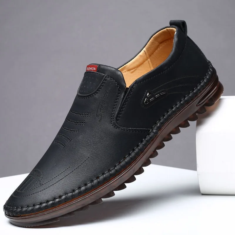 Summer Men's Hollow Hole Mesh Breathable Sandals Work One Pedal No Shoelaces Business Casual Leather Shoes