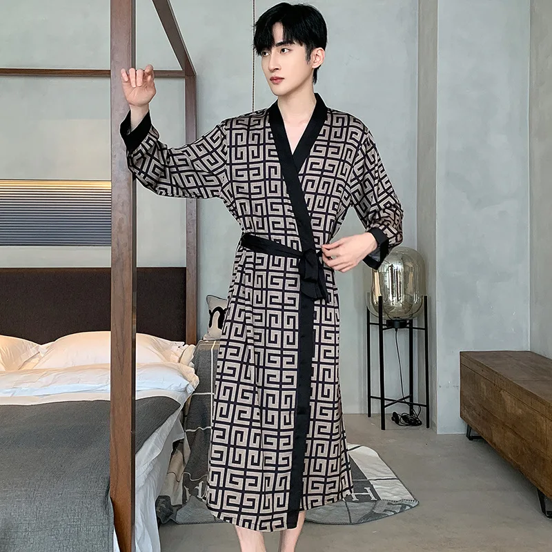 High Quality Pajamas Suit Men Ice Silk Summer Thin Short Sleeves Cool Satin Sleepwear Chic Pyjamas Set Male Loungewear Boy Gift 16 Sf5899234bd8542ac871b4615b90f352di