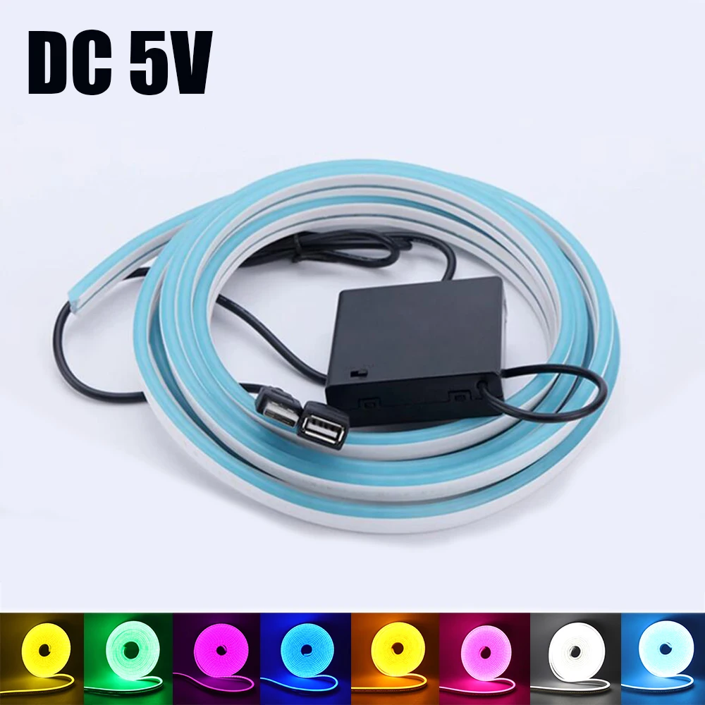 

Неоновая полоса с питанием от аккумулятора, 5 В, USB, водонепроницаемая, 120 светодиодов/м, 2835, украшение комнаты, гибкая лента, шнур, лампа