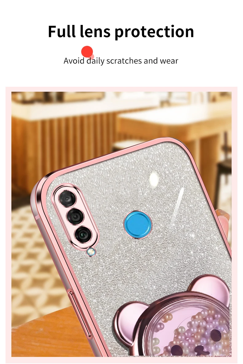P30lite Quicksand Bear support à paillettes étui de téléphone pour Huawei P40 P50 P30 P60 Lite y7 y6 p30pro support housse Mate 30 40 50_voghion.com