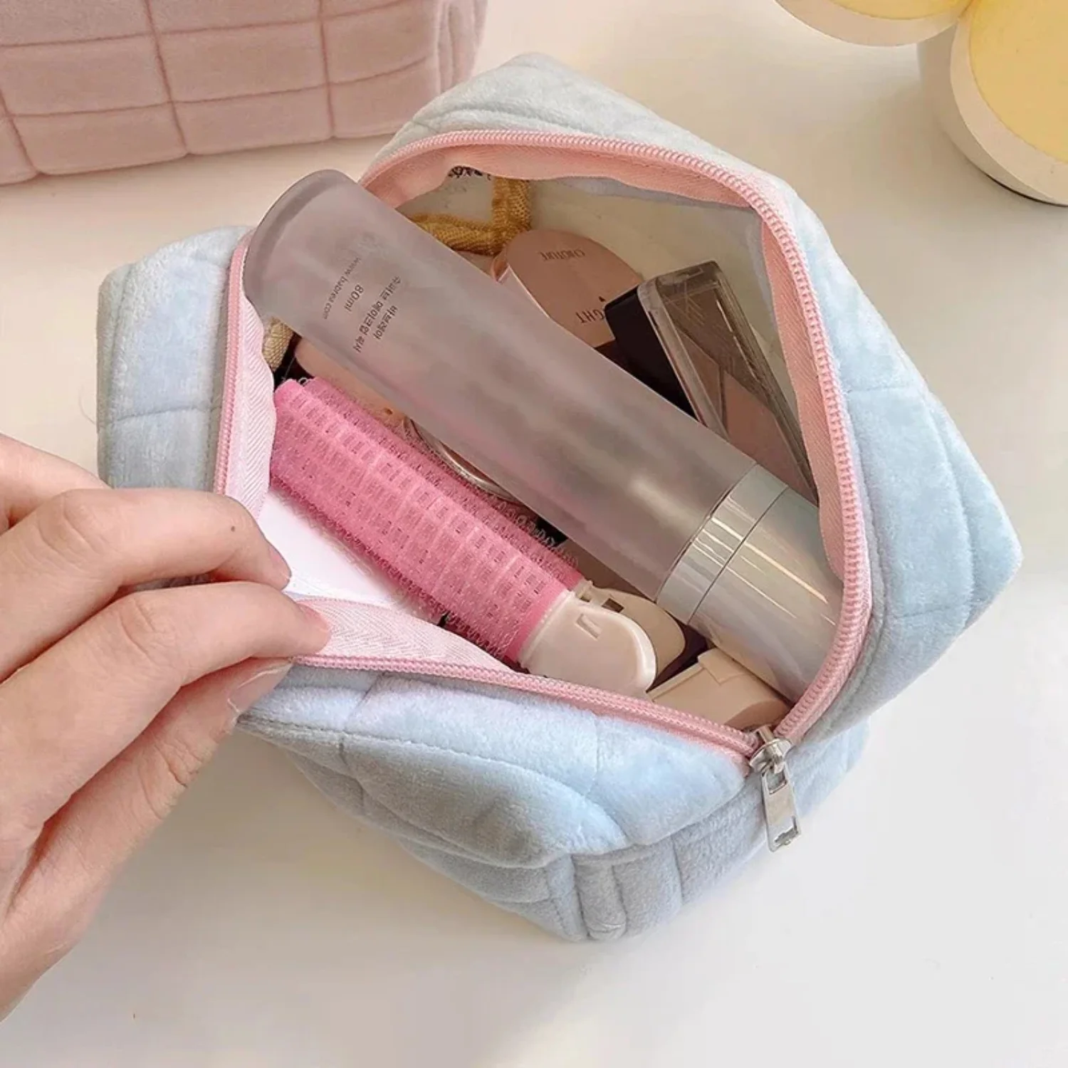 Korean Candy Color Zipper Cosmetic Bags Women Female Travel Organizer Girls Lipstick Pouch Clutch
