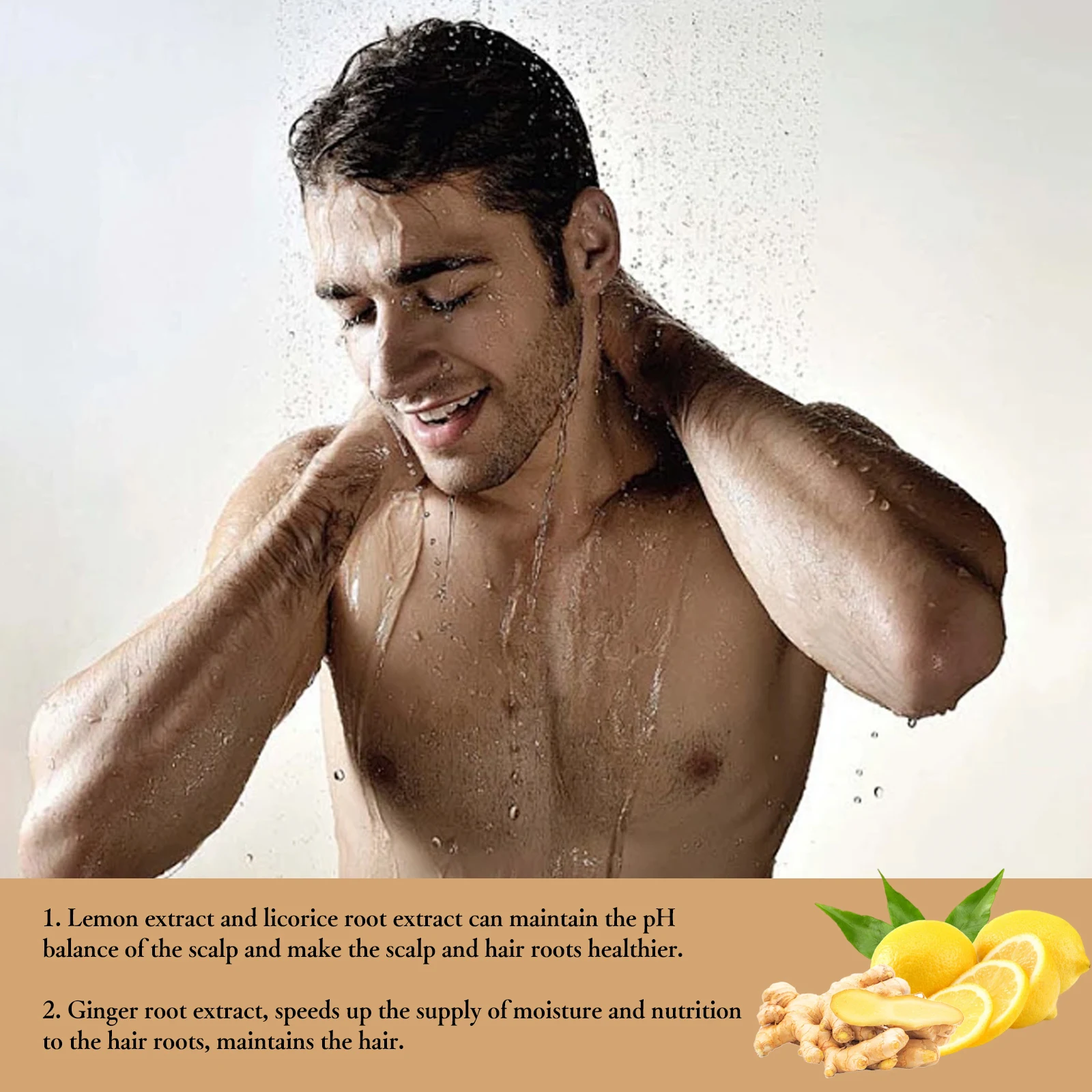 Shampoo per Uomo, Cura del Cuoio Capelluto, Pulizia Profonda con Zenzero e Liquirizia, Volumizzante, per Uso Quotidiano, Migliora il Volume dei Capelli Diradati, 100ml - immagine 5