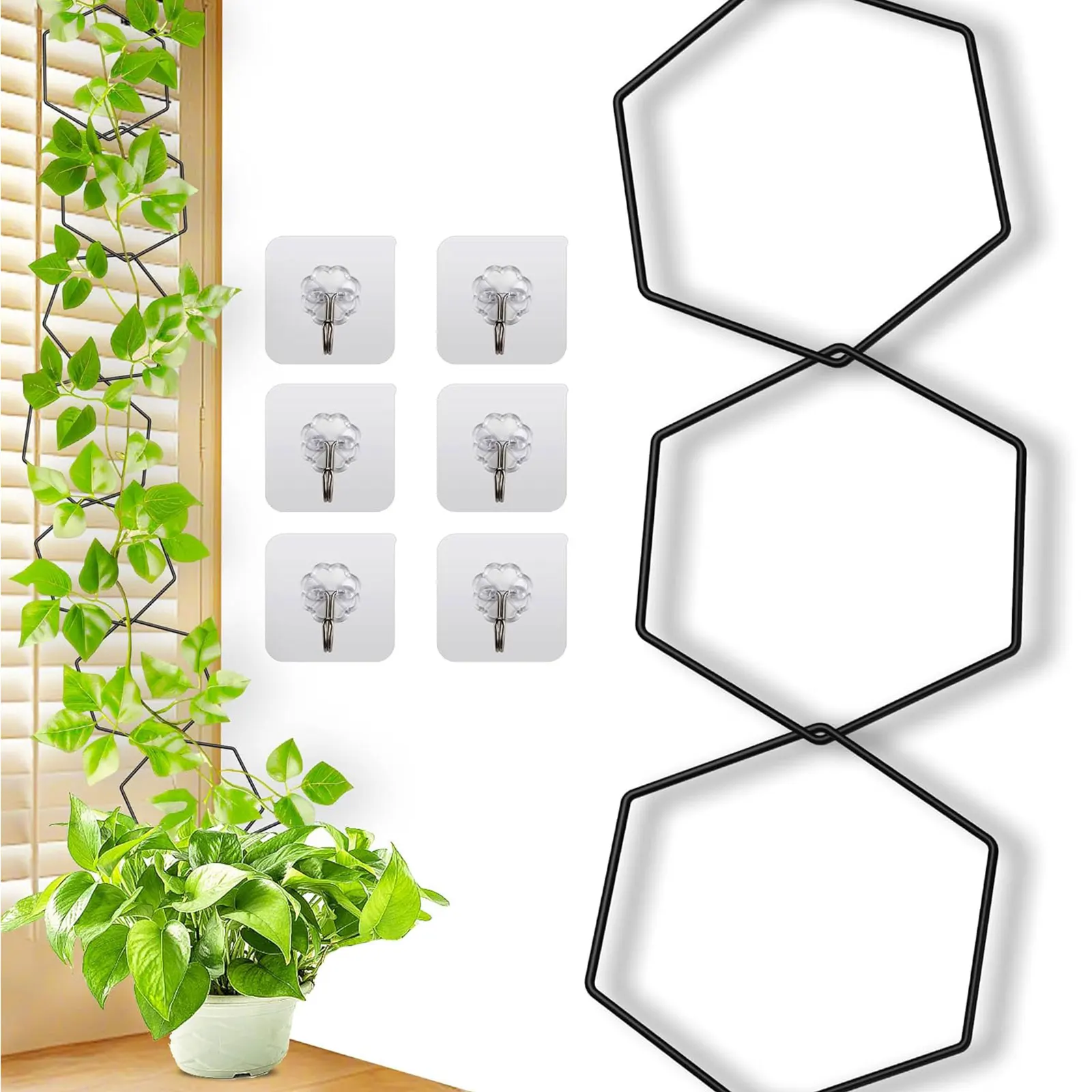 Trellis for Climbing Plants, Plant Climber Support with Connect-Hooks, for Ivy Flower, Garden Plant Wall Trellis,18pcs Hexagons