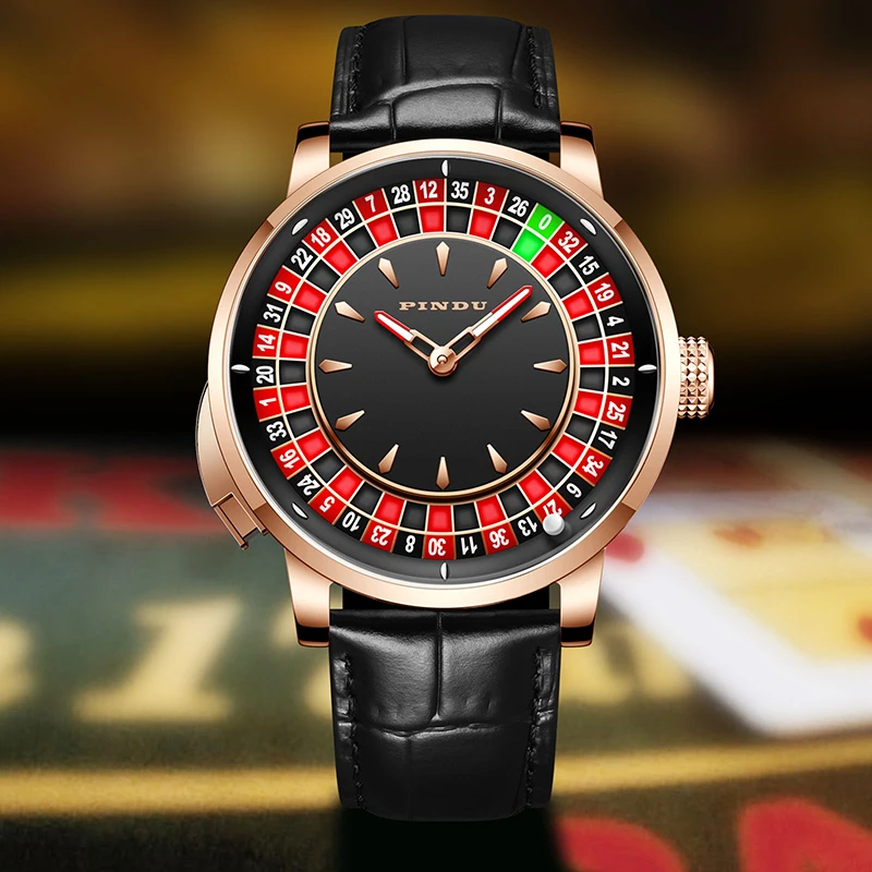 PINDU Player Series Mechanical Watches for Men European Roulette Game Dial Automatic Movement Funny Design Party  Watch 2