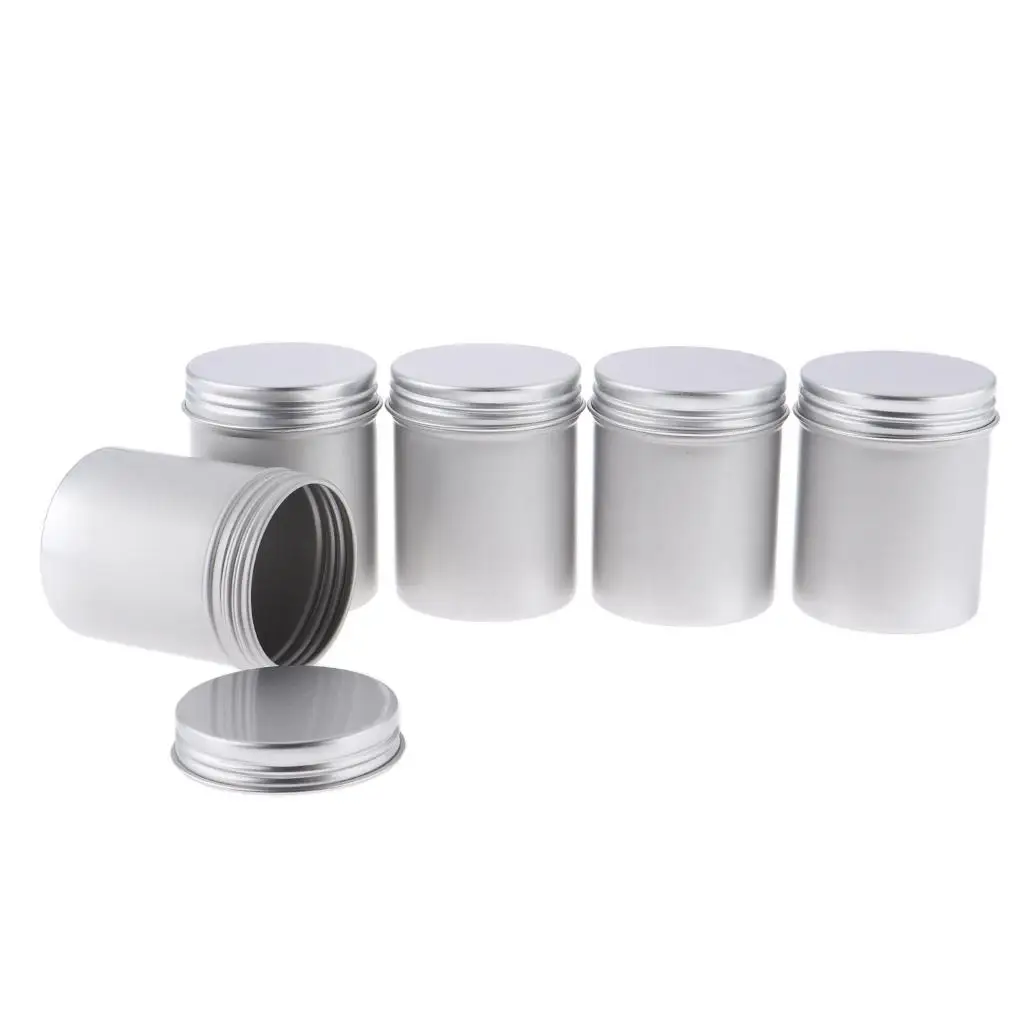 Aluminum Tin Jars With Screw Lids Lip Balm Containers 80ml 5Packs