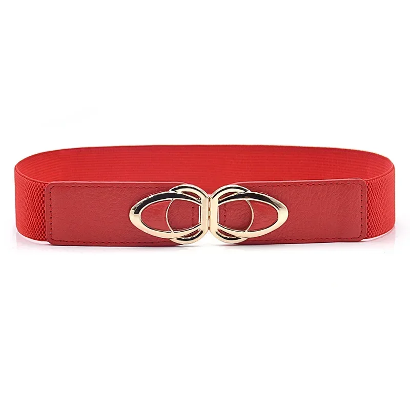 Fashion PU Leather Elastic Wide Belts for Women Stretch Thick