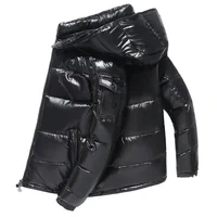 New Glossy Down Jackets Men Jackets Short Winter Hooded Women Thickened Warm-Keeping Cold-Proof Long Sleeve Cardigan Jacket 2