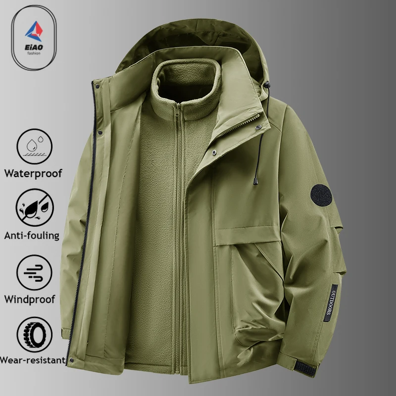 High Quality 3-in-1 Jacket Autumn Winter Unisex Thickened Warm Windproof Waterproof Outerwear Hiking Mountaineering Parka Coat