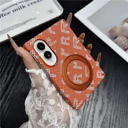 Magsafe Rotating Kickstand Luxury Carbon Fiber Case with Wide Hinge and Magnetic Cover - Galaxy Z Fold 8 Ultra (Orange)