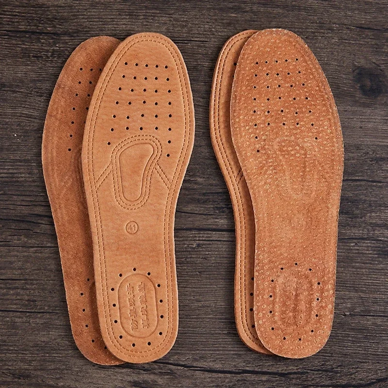 Cowhide Insoles 1 Pair for Shoes Men Comfortable Deodorant Casual Leather Insole Feet Quality Genuine Leather Flats Shoe Sole