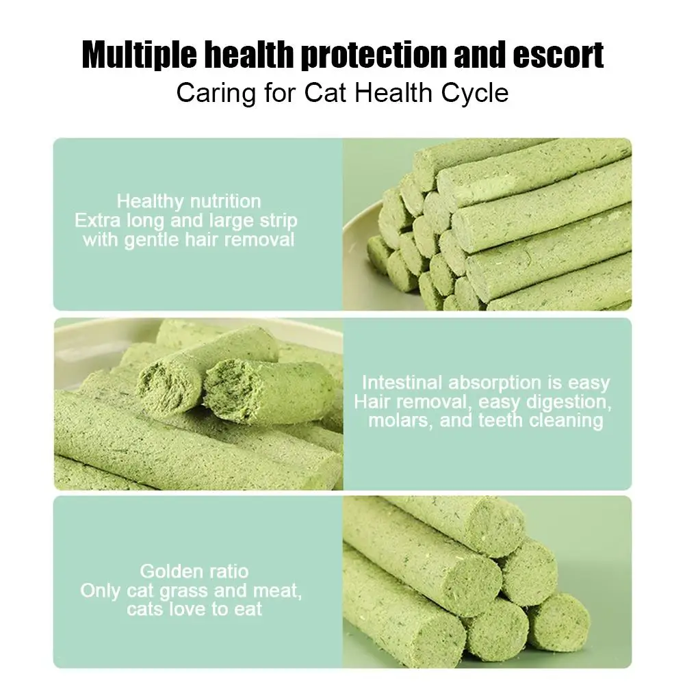 6/18pcs Cat Grass Teeth Grinding Stick Pet Snacks Hairball Removal Mild Hair Row Ready To Eat Cat Baby Teeth Cleaning Sticks