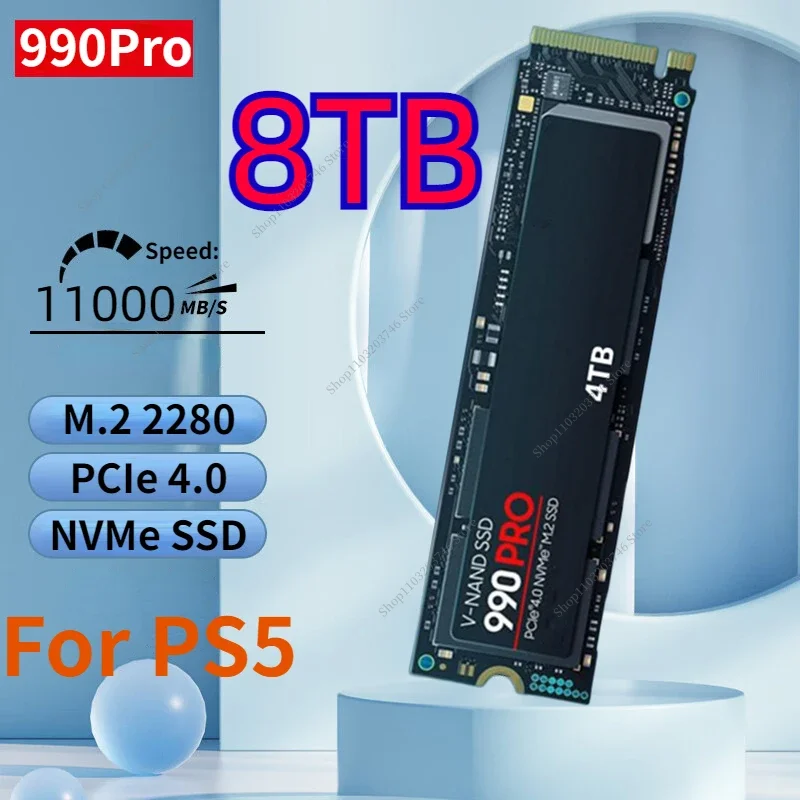 

2024 Brand 990PRO 8TB 4TB 2TB 1TB SSD PCIe Gen 4.0 x 4 NVMe M.2 2280 Internal Solid State Disk for Laptop PC Xbox360 PS5 Desktop