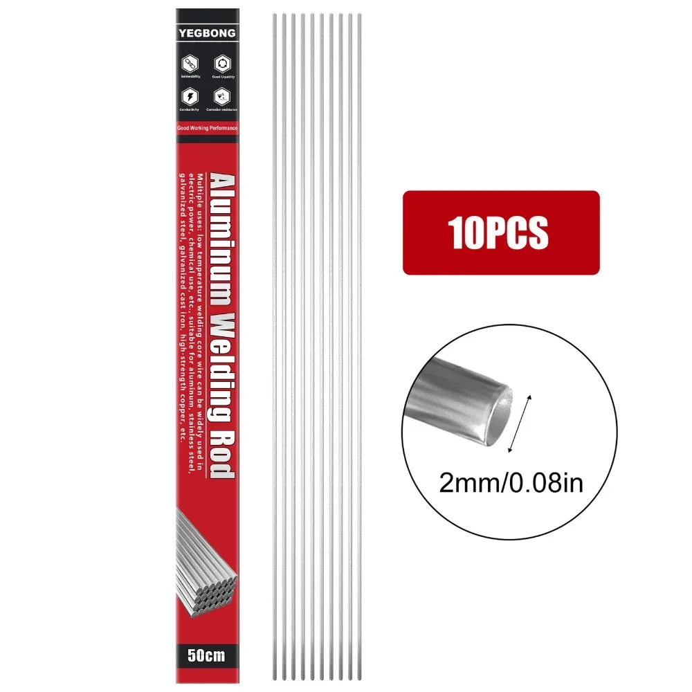 Long 50cm Aluminum Welding Rod Diameter 1.6mm/2mm Repair Stainless Steel Efficient Aluminum Welding Rod 10pcs welding rods aluminum welding rods