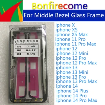 10 Pz  Lotto Cornice Con Colla Adesiva Per iPhone 15 13 12 Pro Max X XS XR Cornice In Vetro Lunetta Centrale Per Iphone 14 Pro Max