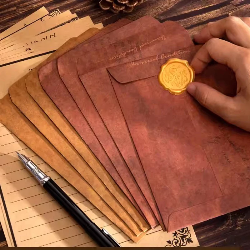 Vintage Envelopes Kraft Paper Letter Writing Wedding Party Invitation Card Bag Gifts Bags Envelopes Sealing Stickers 20pcs/set kraft paper envelopes mailing envelopes gift card envelopes