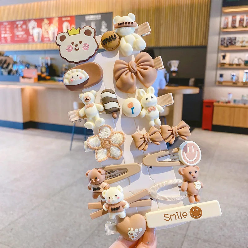 1 Set Children Cute Cartoon Flower Fruit Rubber Bands Hairpins Girls Lovely Hair Clips Kids Hair Bands Accessories Gift hair clips