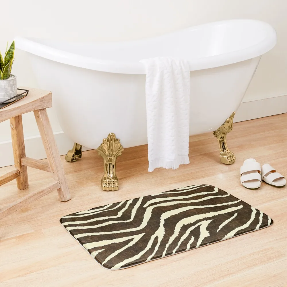 

ZEBRA IN WINTER BROWN AND BEIGE ANIMAL PRINT Bath Mat Non-Slip Shower Bathroom Carpet Mats For Bathroom And Toilet Mat