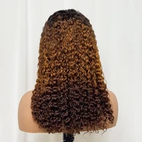Double dessiné 250% densité Ombre 18 pouces vague d'eau bouclés perruques de cheveux humains 13x4 Transparent dentelle frontale perruque de cheveux pour les femmes 3