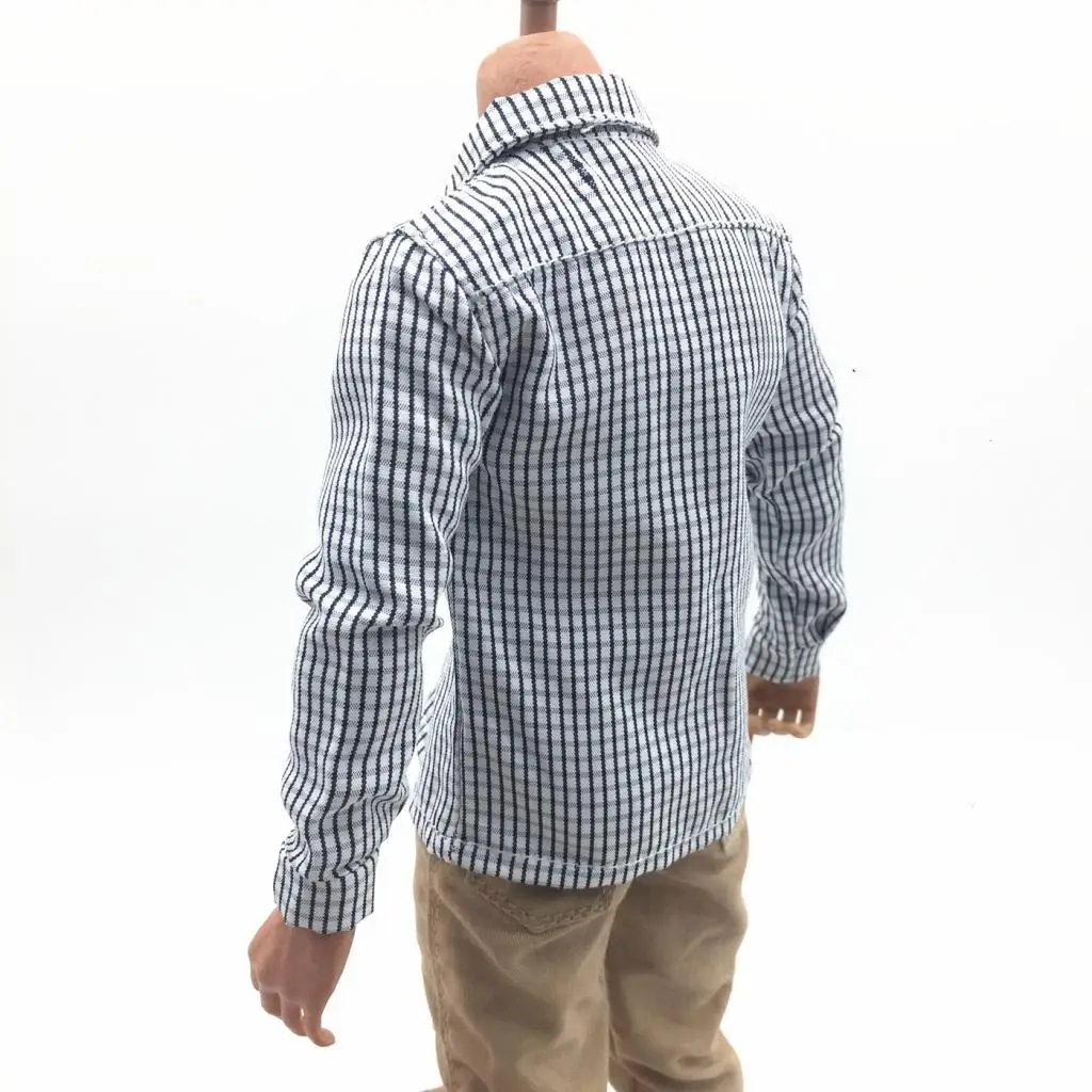 1/6 Scale Gray Plaid Shirt Male Clothes for 12 Inch Action Figure