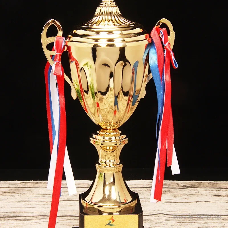 Customizable Champions Trophy, Contest Commercial Covered Metal Football Trophy Medal Souvenir Cup, Plastic Base, 1Pc