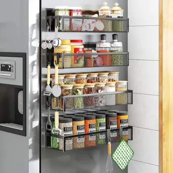 Spice Rack for Refrigerator, Shelf, Fridge Magnet Organizer with Moveable