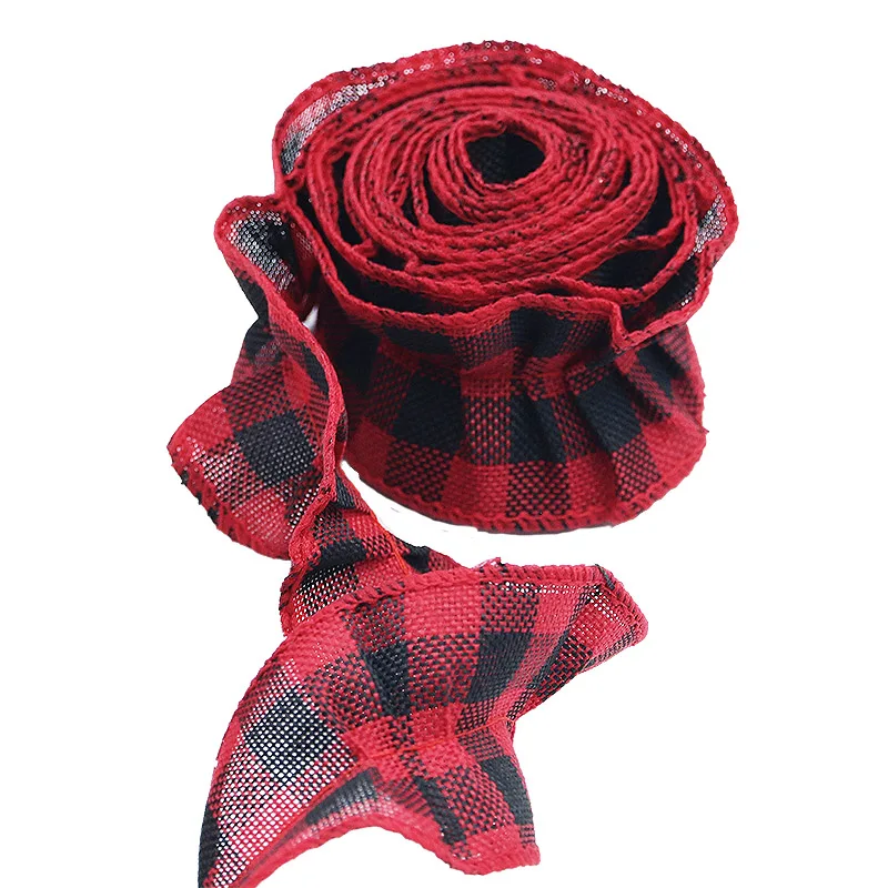 (2 Meters/roll) 5cm Grid Christmas Tree Wreath Lace Decoration Retro Desktop Home Sewing Decorations Handmade DIY