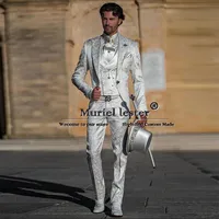 Groom Wear Wedding Suits Romantic Jacquard Prom Blazer With Cape Tailored Man Banquet Chic Party Tuxedo Men's Business Clothing 2