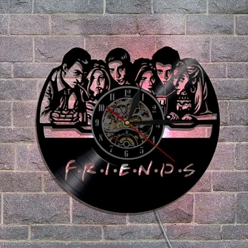 Vinyl Record LED Wall Clock Friends TV Series CD Watch with Lighting Vintage Home Decor | Дом и сад