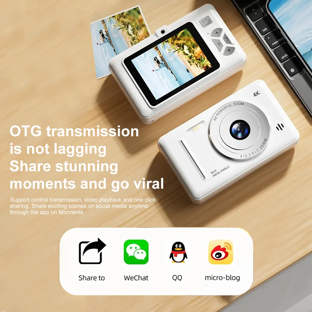 4k Digital Camera IPS HD 50MP CCD Camera 2.4" Autofocus Vlogging Student Camcorder 8X Dual Cam and LED Flash Video Photo Filming - 3