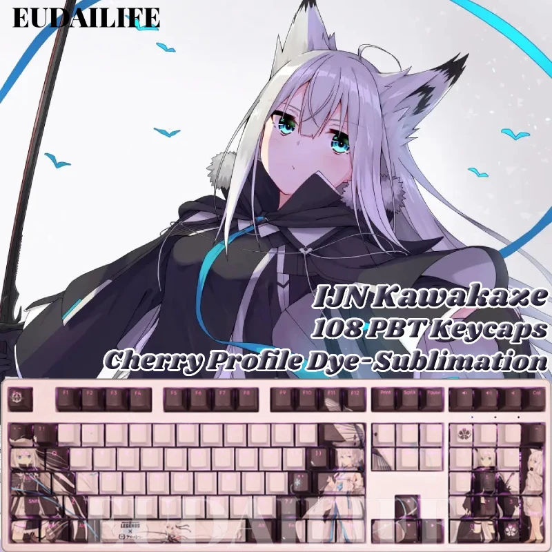 

IJN Kawakaze 108 Keycap Azur Lane PBT DYE Sublimation Light Transmitting Cherry Switch Key Cover for Mechanical Keyboard Otaku