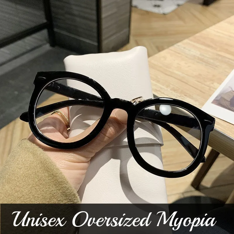 

Unisex Trendy Blue Light Glasses Men Women Large Round Frame Myopia Eyeglasses Unisex Luxury Short-sighted Prescription Eyewear