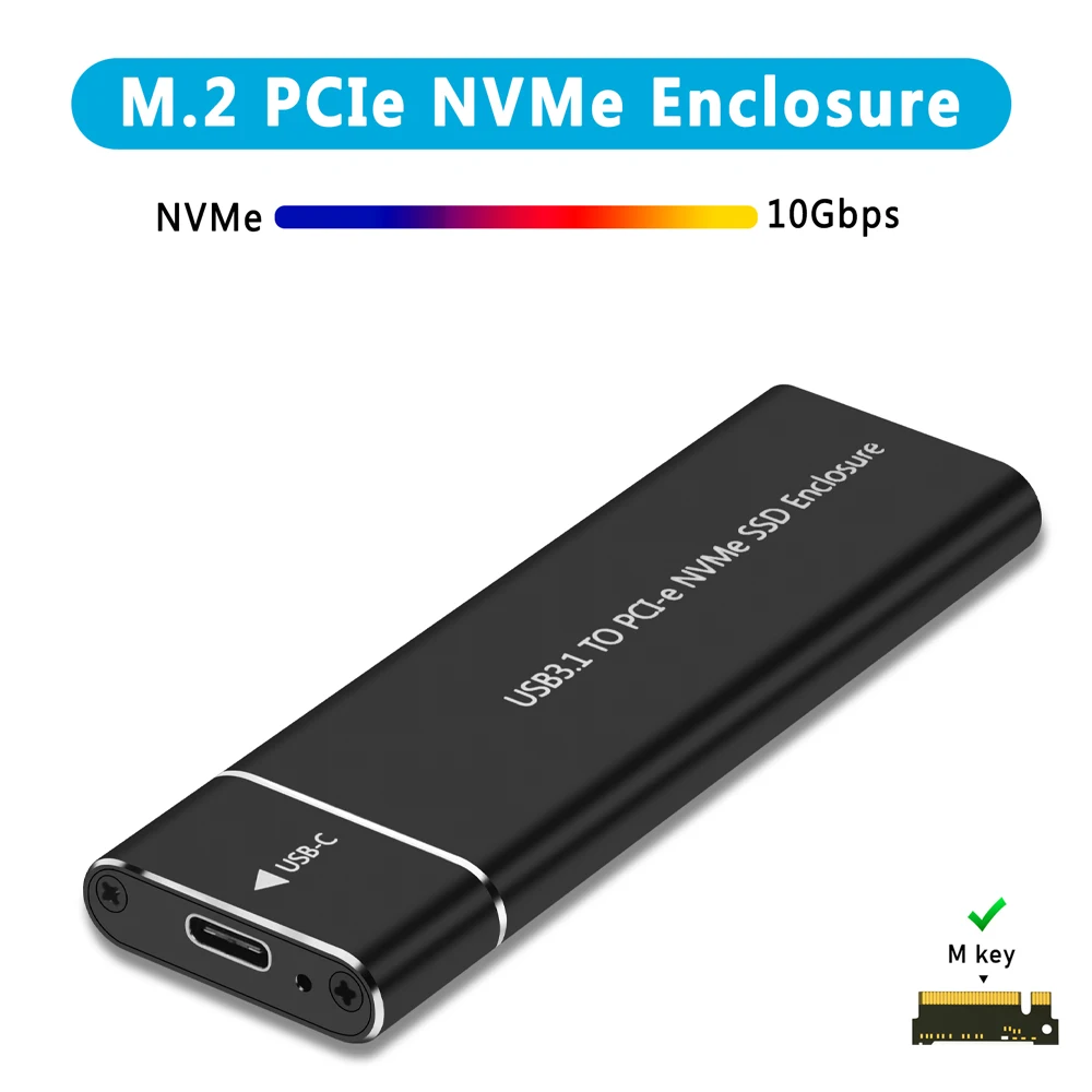 케이블 포함 모바일 하드 디스크 박스 HD SSD 케이스, USB 3.1 C 타입-M.2 NVMe SSD 인클로저, M2-USBC, 2230, 2242, 2260/2280 M2 용, 10gbps