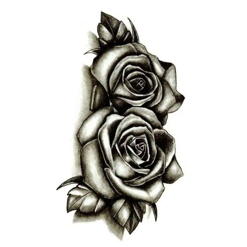 

Rose Feather Temporary Body Art Tattoo Black Waterproof Fake Dreamcatcher Cross Body Arm Sleeve Chest Sticker Art For Female