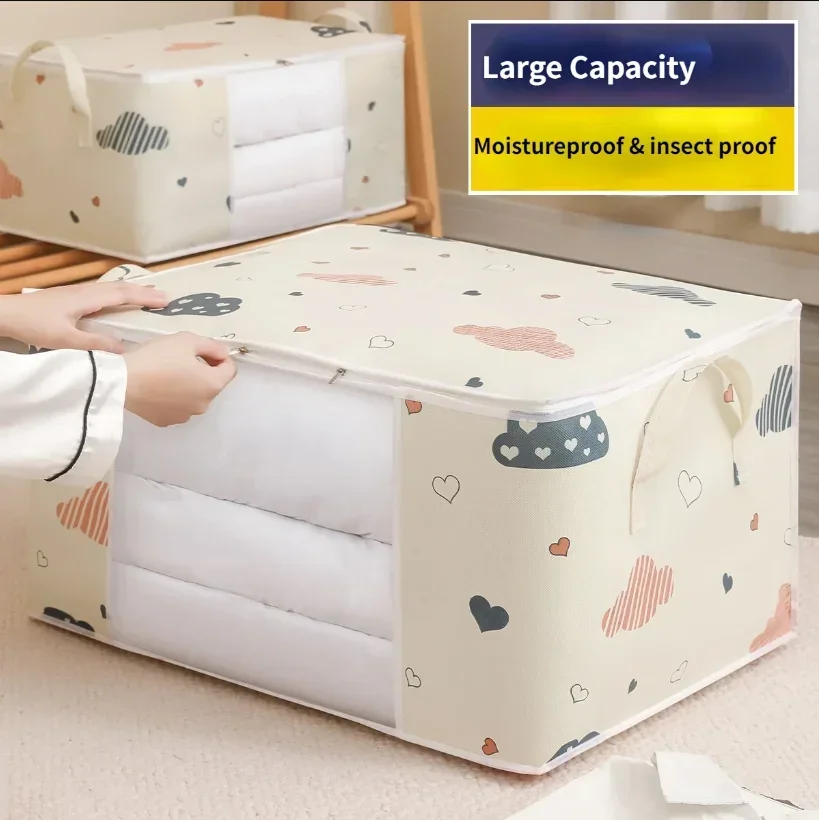 Storage Bag Visual Quilt Storage Bag Household Wardrobe Quilt Clothes Organizer Large Capacity Blanket Sorting Dust-proof Moving