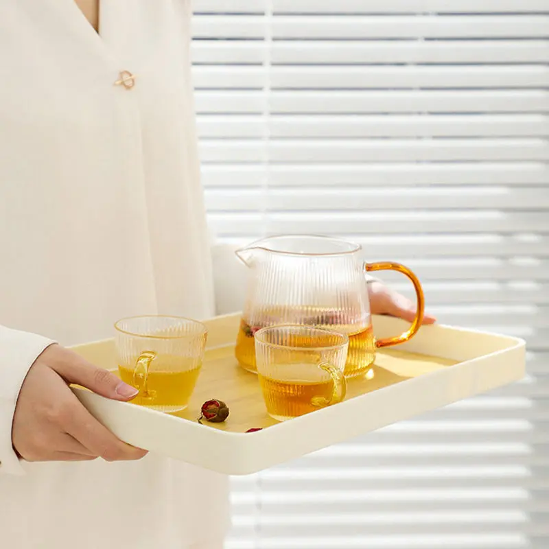 Japanese Decorative Rectangular Tray Plastic Imitation Wood Grain Serving Tray Tea Cup Saucer Fruit Snack Storage Plate Trays wooden serving tray,kitchen tray
