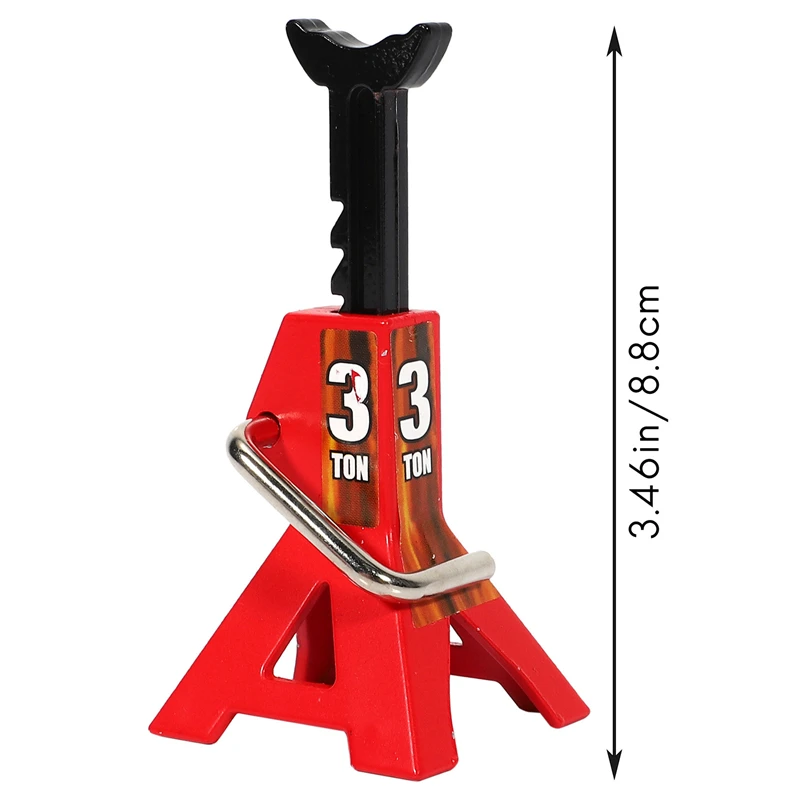 2PCS Metal 3 Ton Simulated Jack Height Adjustable Repair Bracket Scene Tool Lifting Jack For 1/10 TRX4 D90 CC01 RC Climbing Car(
