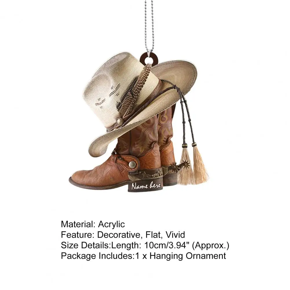 Sturdy Hanging Ornament Ornamental Acrylic Auto Rearview Mirror Cowboy Flat Car Pendant for Home 4
