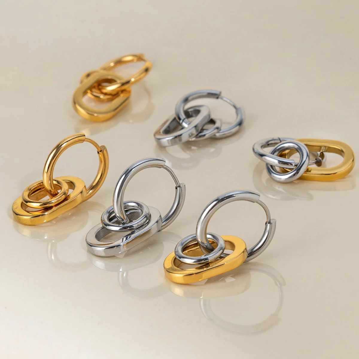 Mix Color Multi Circular Ring Hoop Earrings for Women Waterproof PVD Stainless Steel Huggie Ear Buckle Punk Retro Jewelry Bijoux