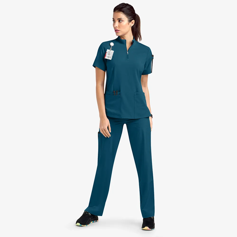 Women Medical Scrub Set Nurse Uniform Surgical Suit Quick Dry Workwear