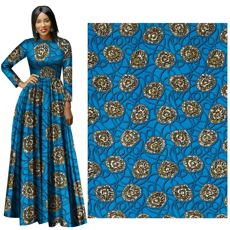 Newest Nigerian Ankara African Polyester Material Wax Fabric DIY Print Sewing Tissu Textile Material For Women Dresses
