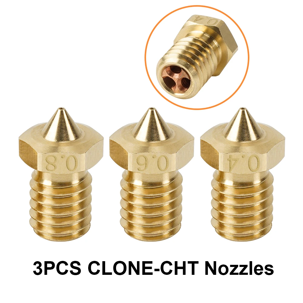 Ramps 3pcs/lot CHT Nozzles 3D Printer Nozzle for 1.75mm Filament E3D V6 Brass Copper Print Head 0.4mm 0.6mm 0.8mm High Flow
