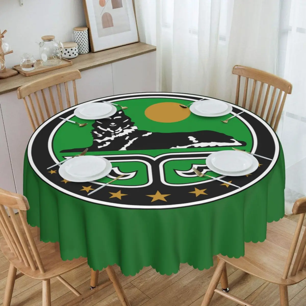 

Round Chechen Table Cloth Waterproof Tablecloth 60 inch Table Cover for Kitchen Dinning