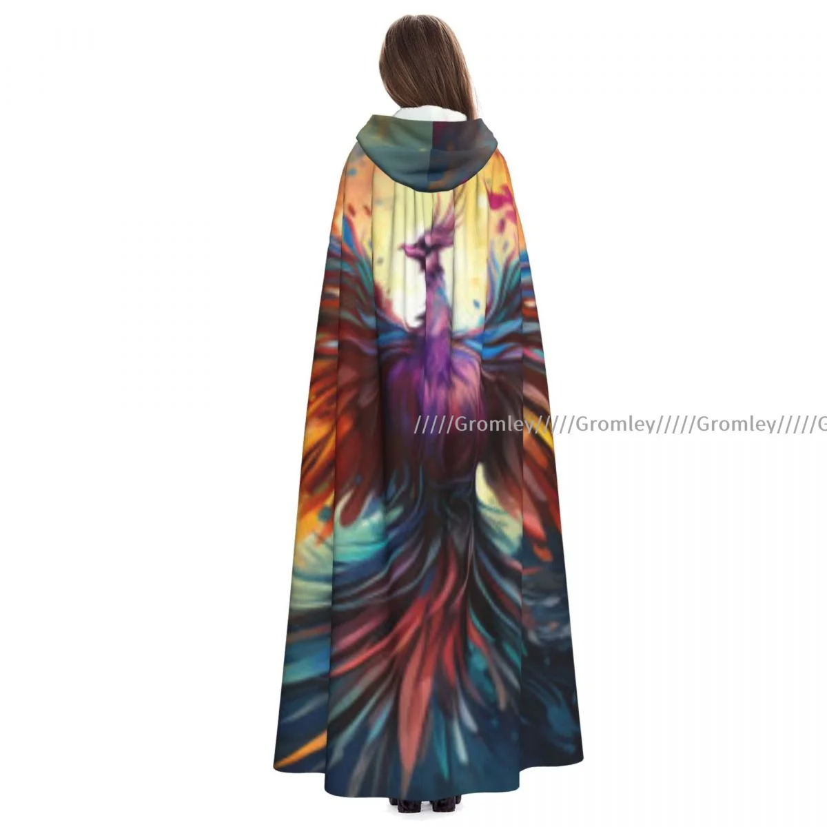 

Феникс горение с огнем птицы ведьма плащ с капюшоном для косплея