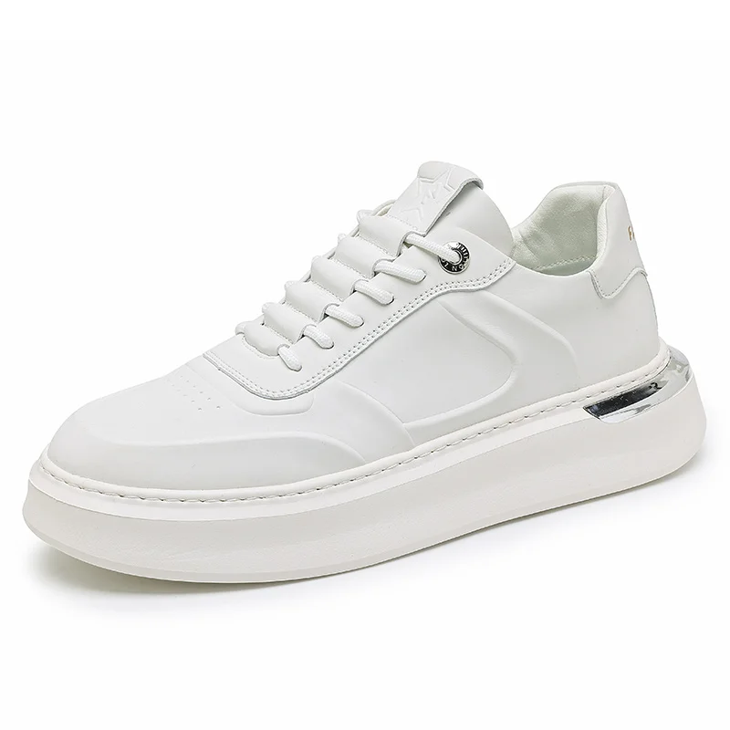 Fashionable Men's Genuine Leather Casual Shoes Thick Soled Small White Shoes Men's Sports Shoes Versatile Trendy Shoes