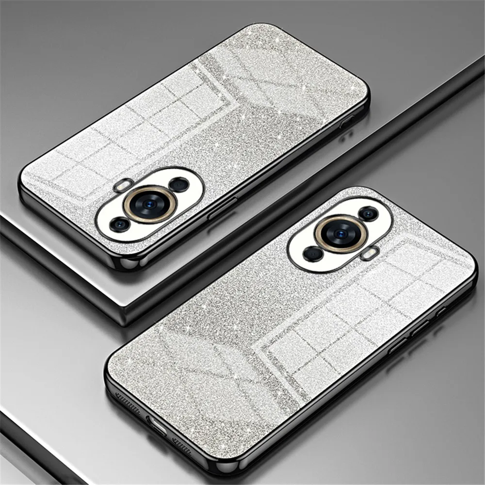 Gradient Glitter Plating Clear Shockproof Phone Case - Soft Silicone  Cover