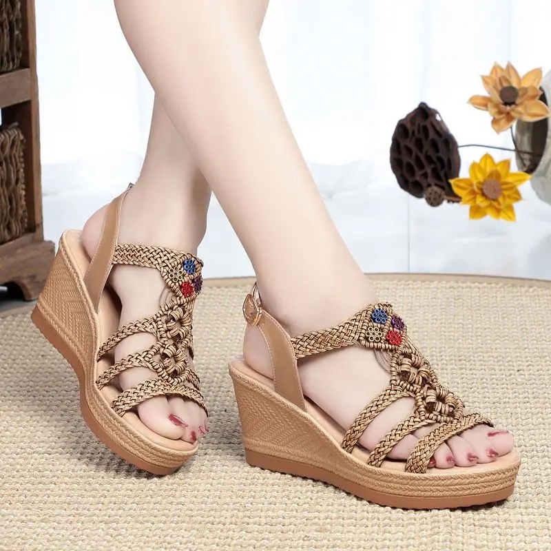 

Women's Sandals Novelties 2023 on Offer with Free Shipping Platform Summer Wedge Roman Orthopedic High-Heeled Sandal for Women