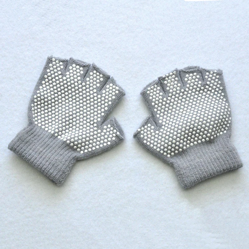 5-12Y Children Winter Half Finger Anti Slip Knitted Warm Gloves for Boys Girls Student Mittens Outdoor Cycling Skiing Gloves